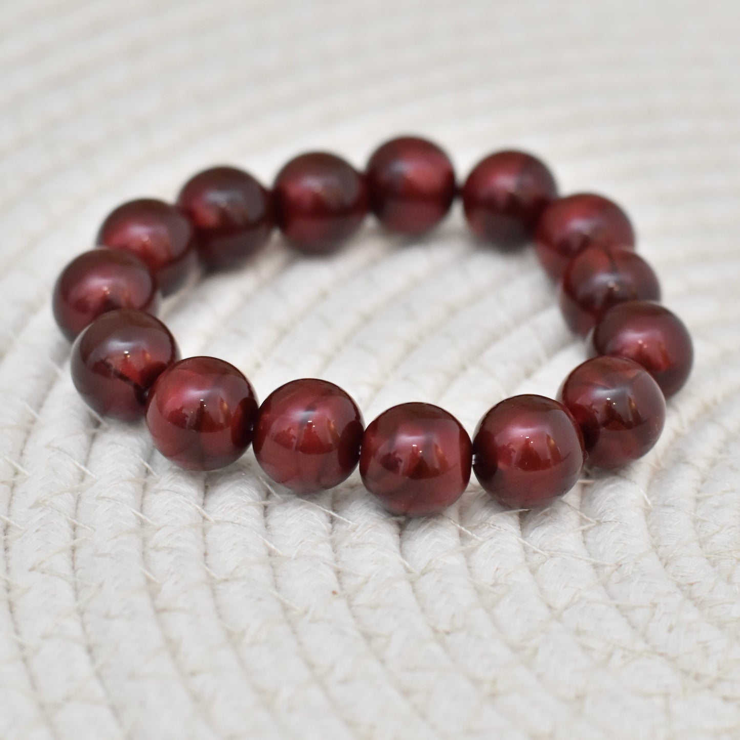 Grote kralen armband bordeaux rood