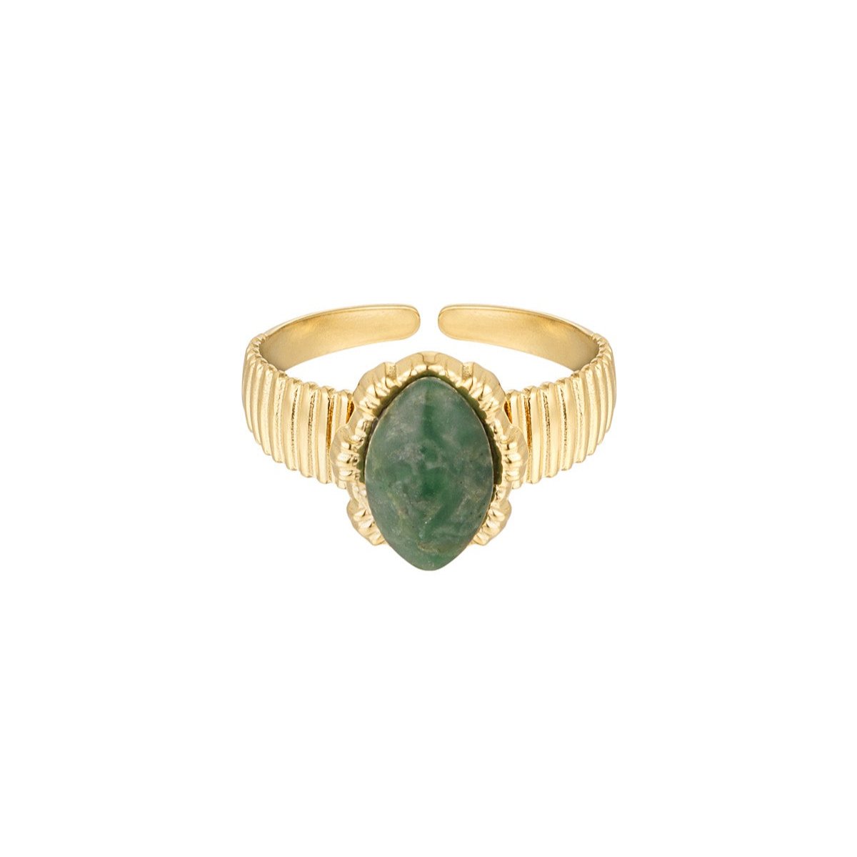 Ring met ovalen natuursteen