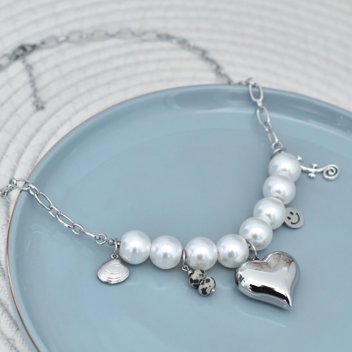 Pearl Love bedel ketting - zilverkleurig
