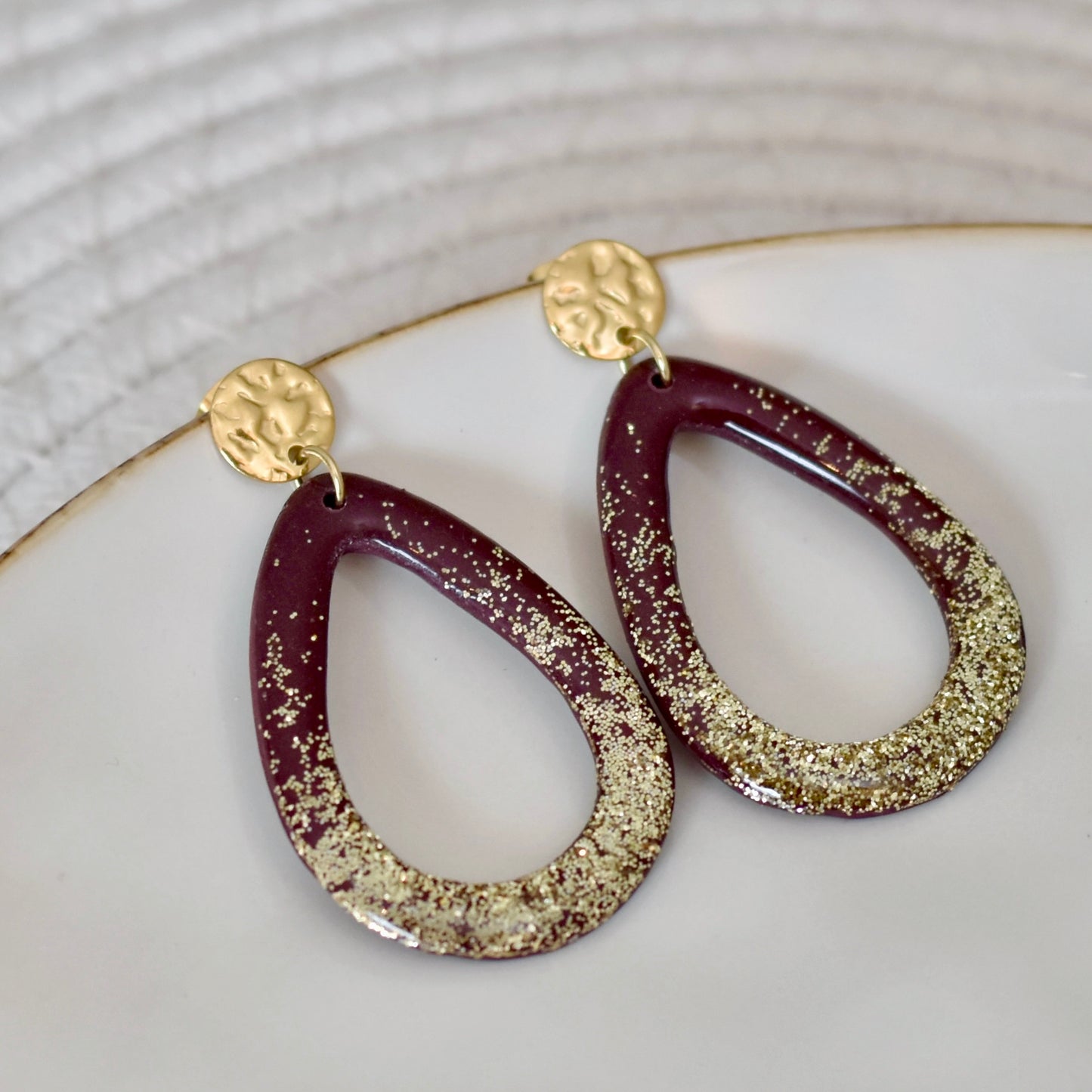 Burgundy glamour druppel oorbellen