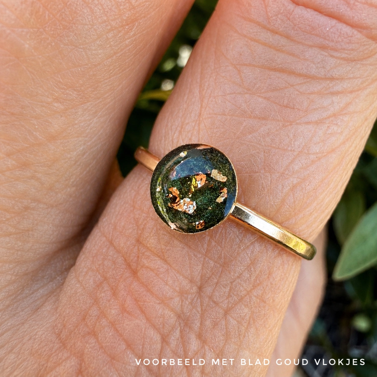 Herinneringsring met as rond - goud of zilverkleurig rvs