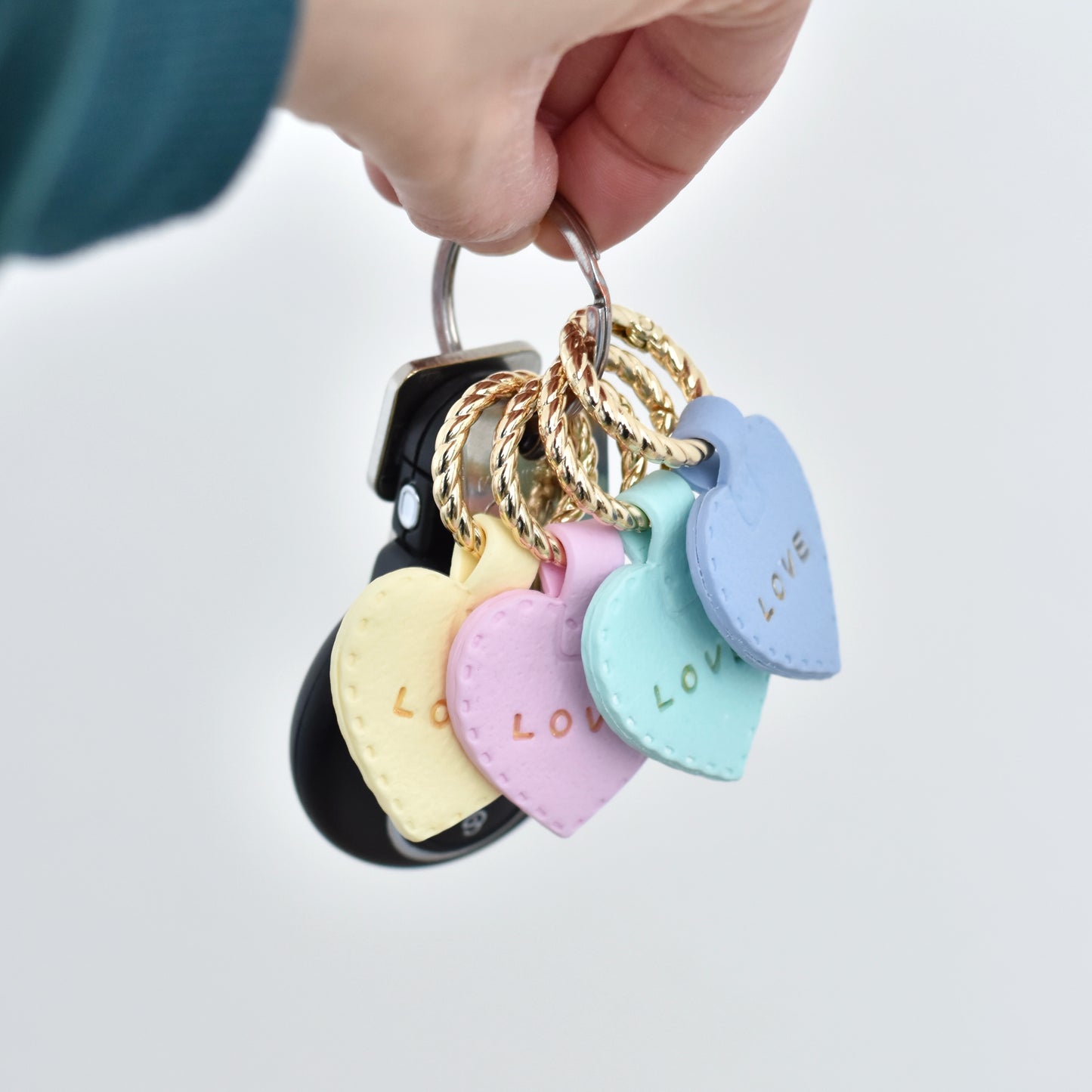 Hart sleutel hanger - pastel blauw