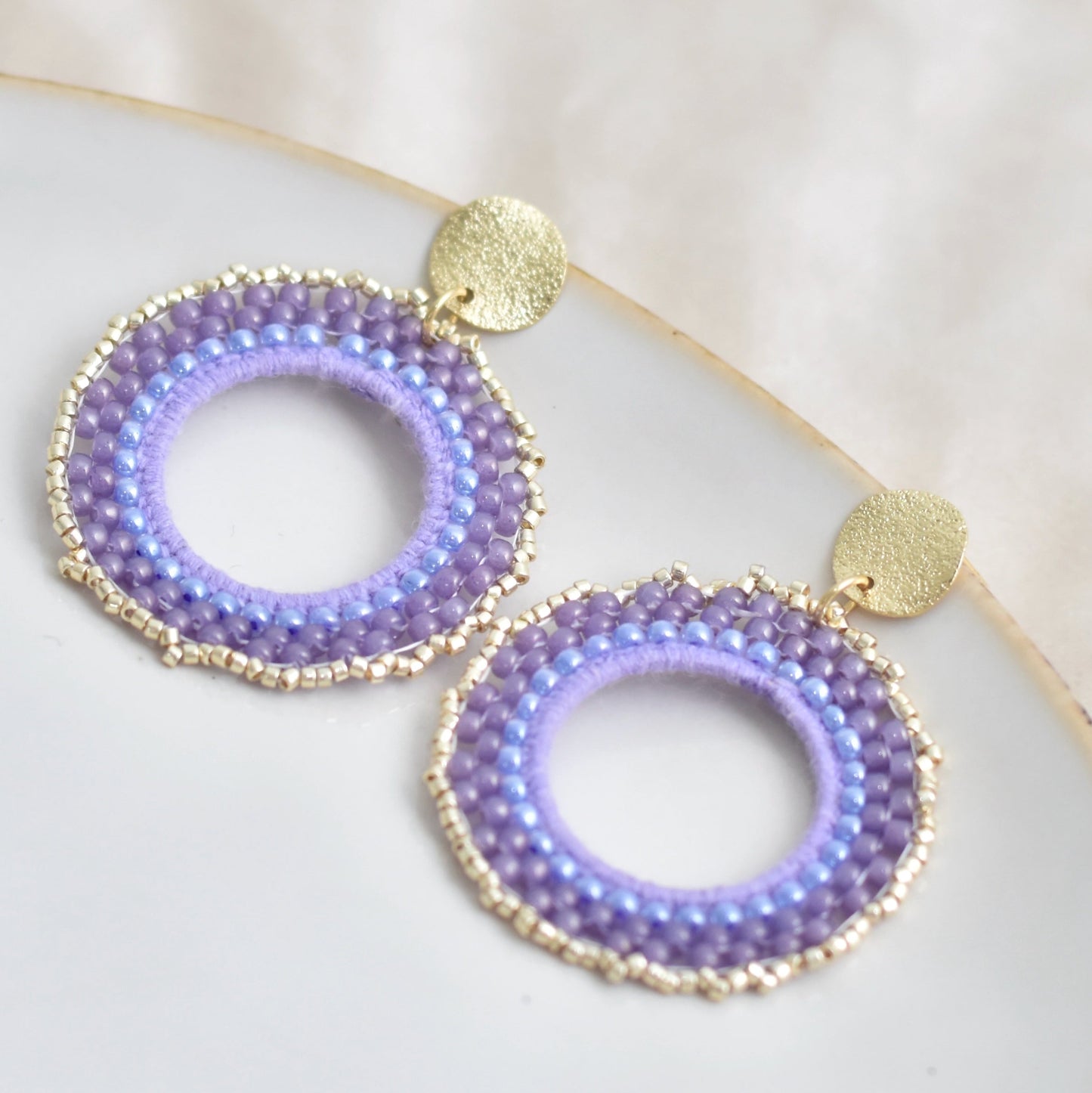 Kralen oorbellen - Lila