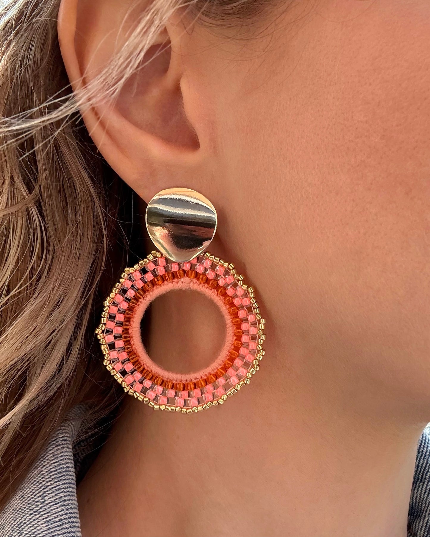 DIY Kralen oorbellen maken - Roze/oranje (Ibiza sunset)