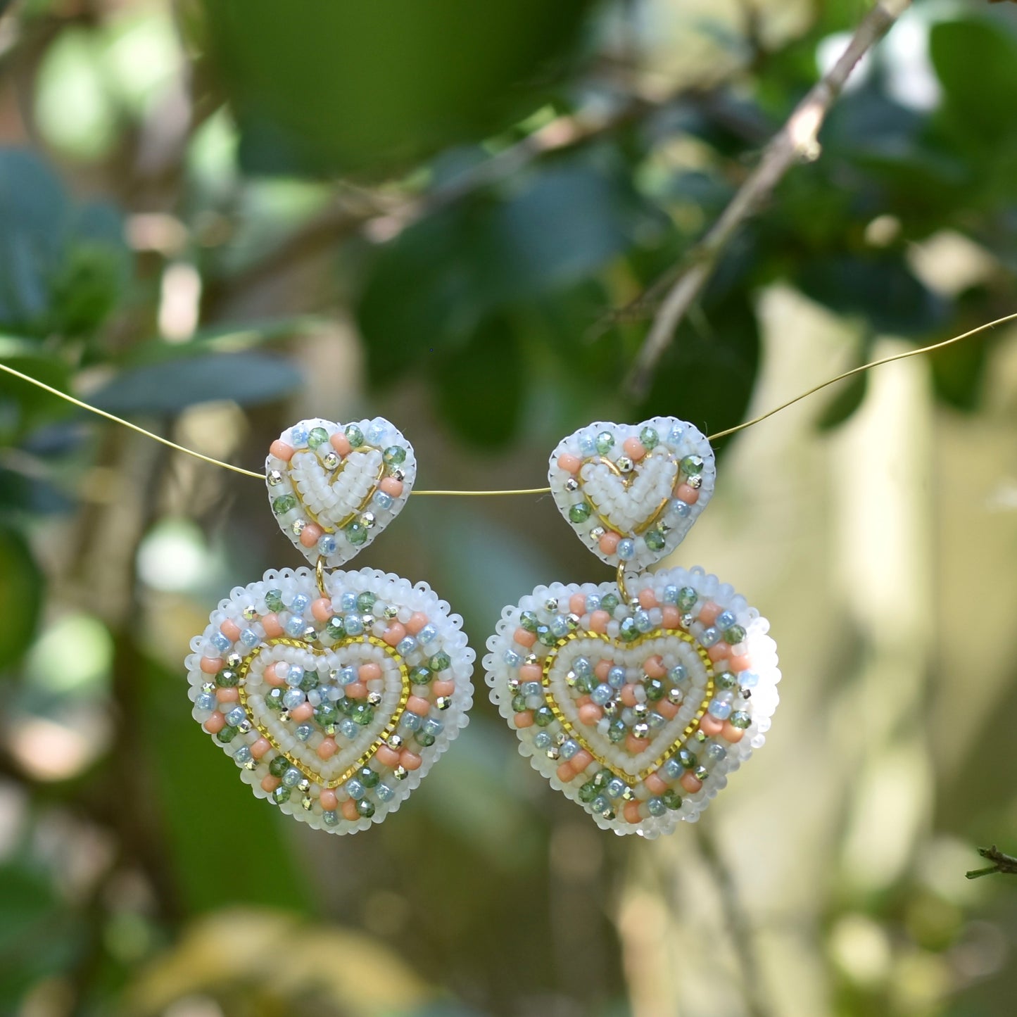 Kralen hart oorbellen