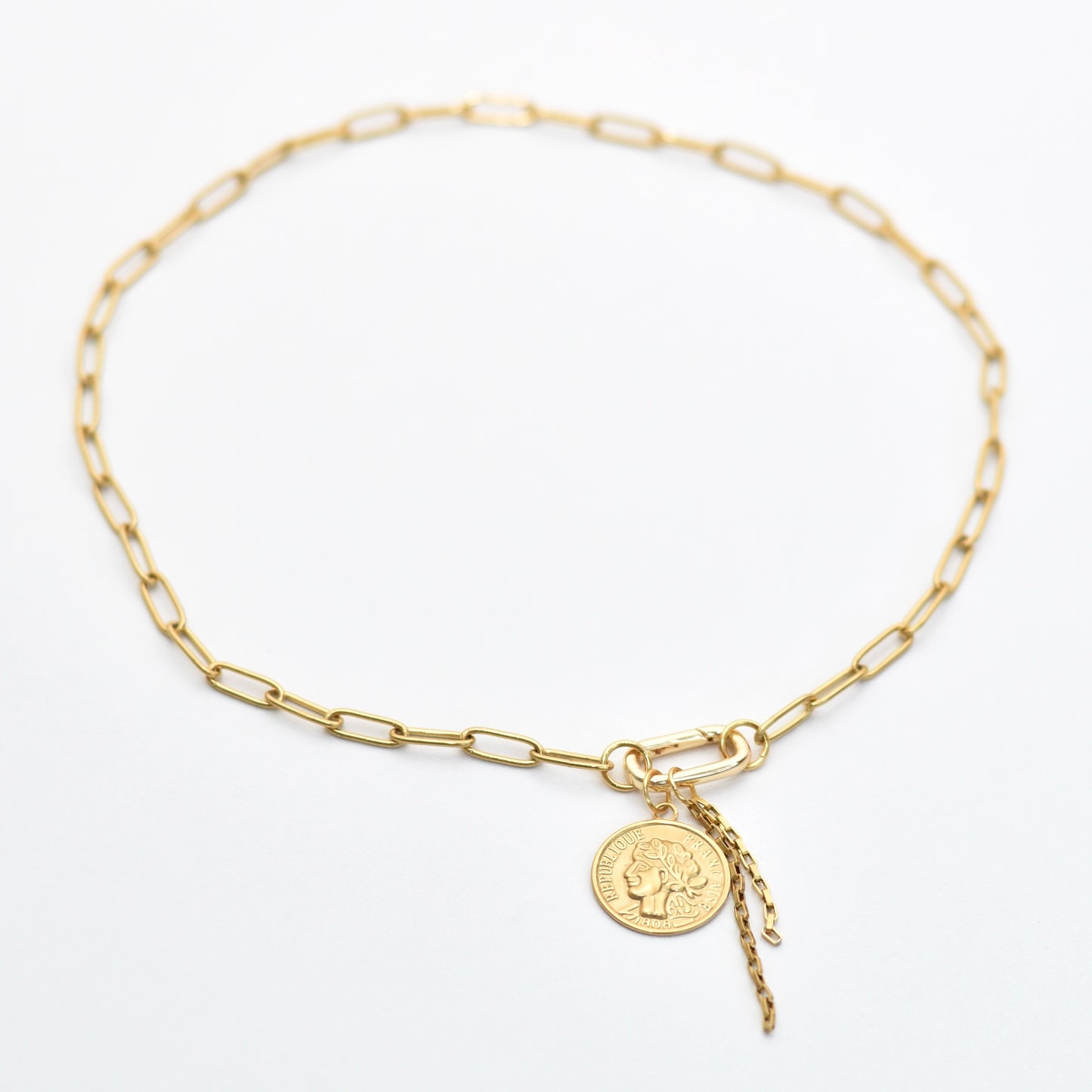 Schakel ketting met clip en bedels