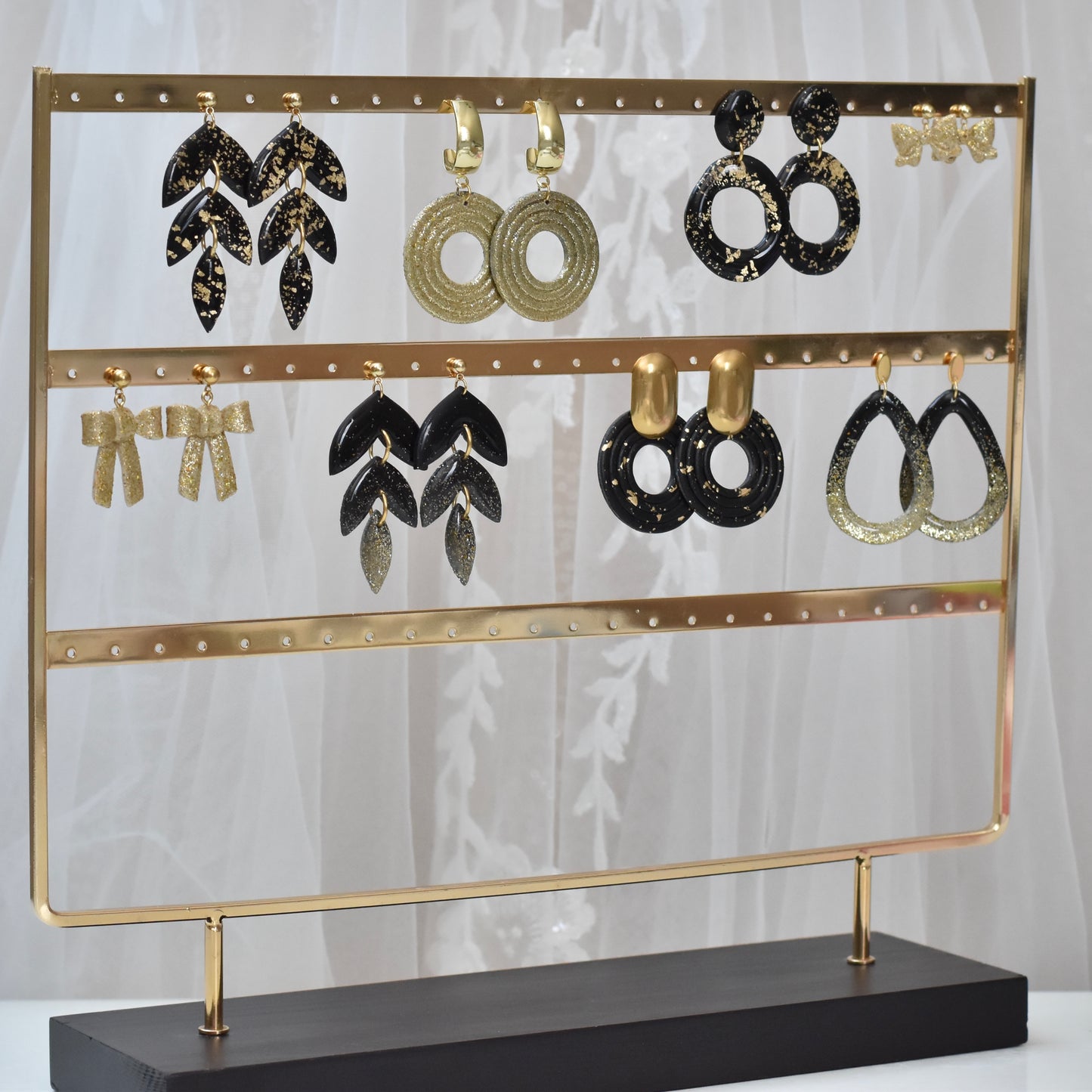 Oorbellen rond met gouden glitters