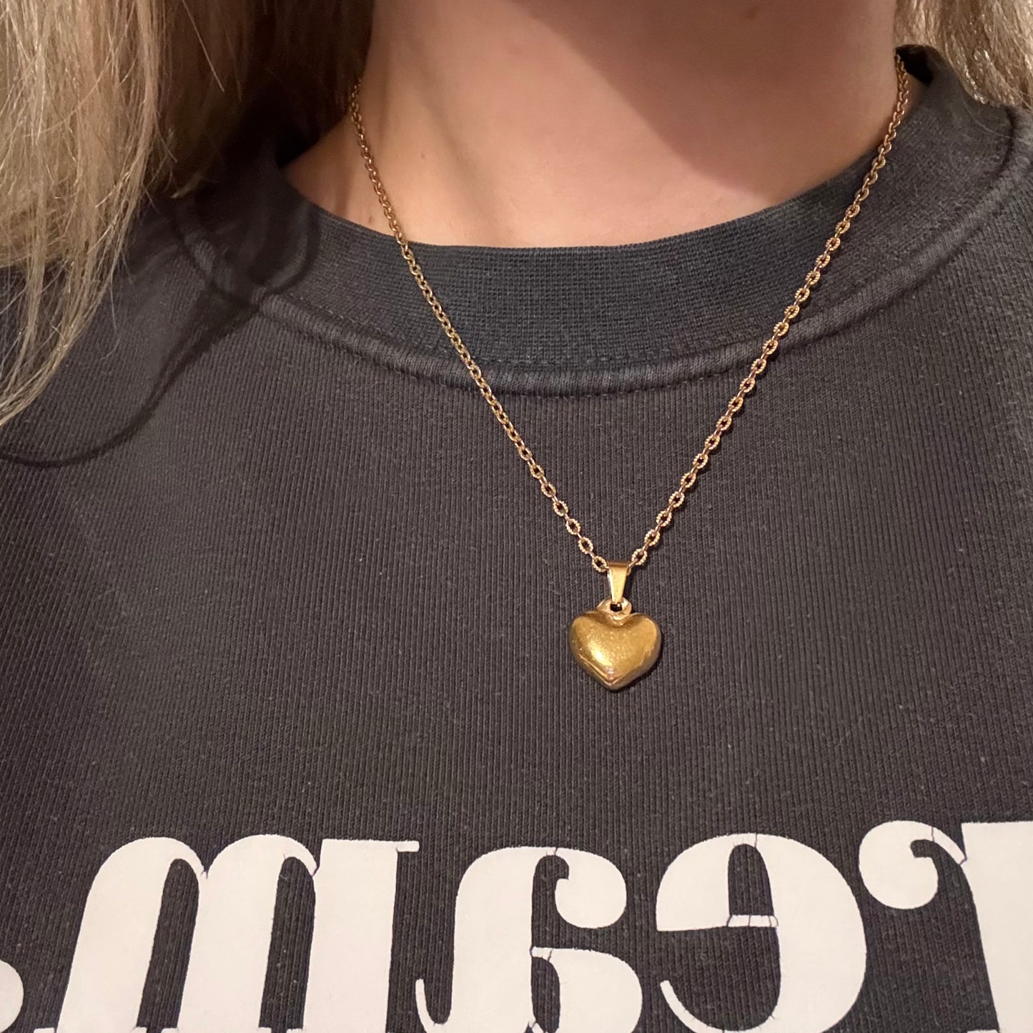 Ketting met hart bedel - goud