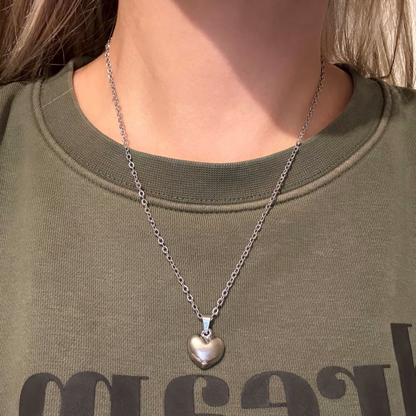 Ketting met hart bedel - zilver