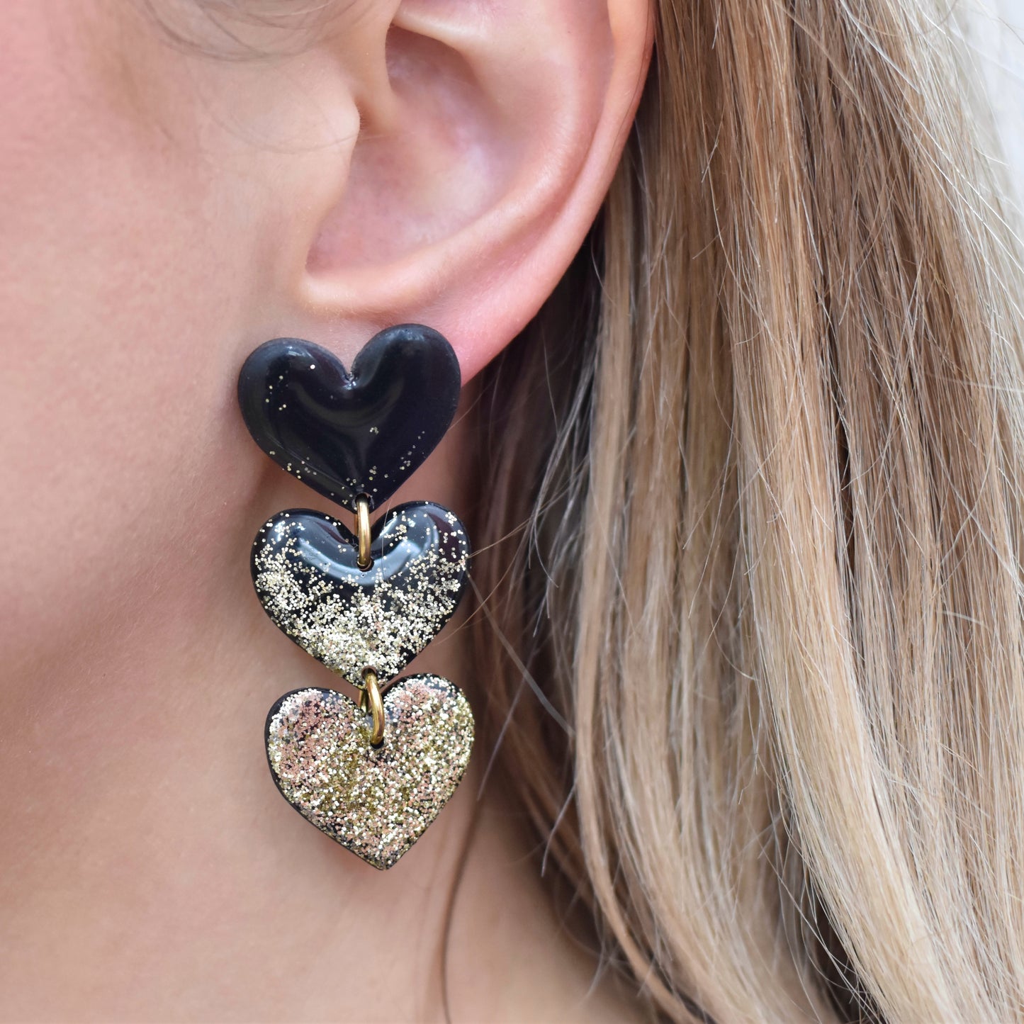 Glamour hartjes - zwart goud