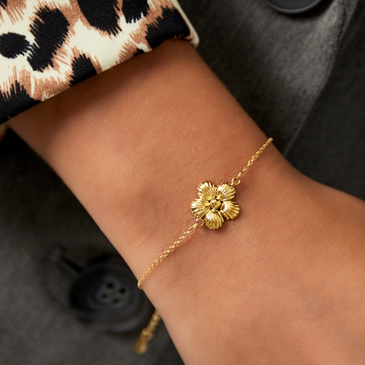 Daisy armband stainless steel goud