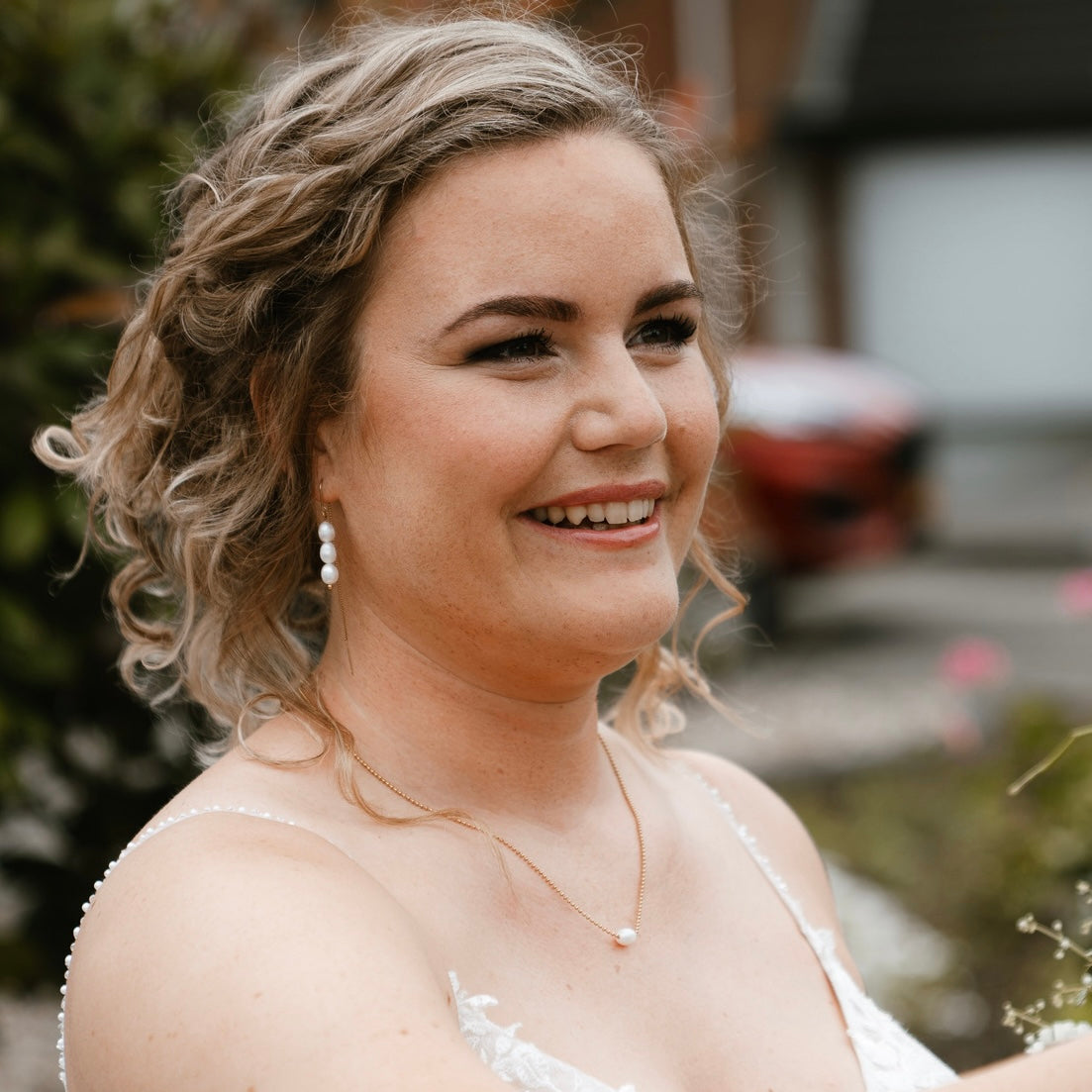 Zoetwaterparel bruids set ketting en armband