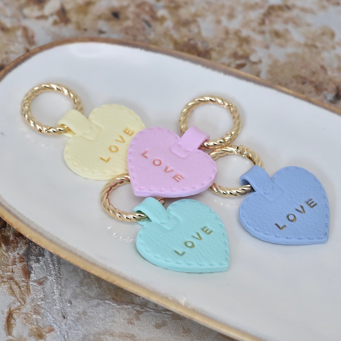 Hart sleutel hanger - pastel roze