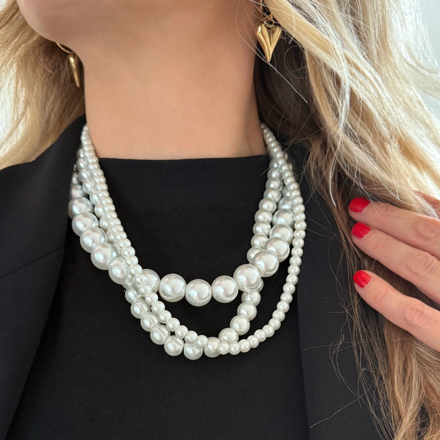 Parel ketting 14 mm - wit