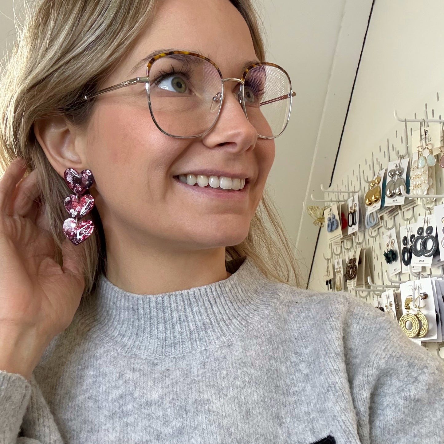 Rode hartjes oorbellen