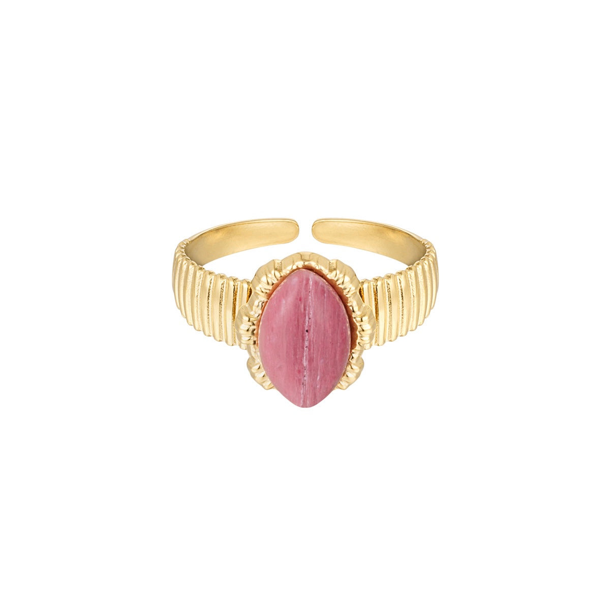 Ring met ovalen steen - goud/roze
