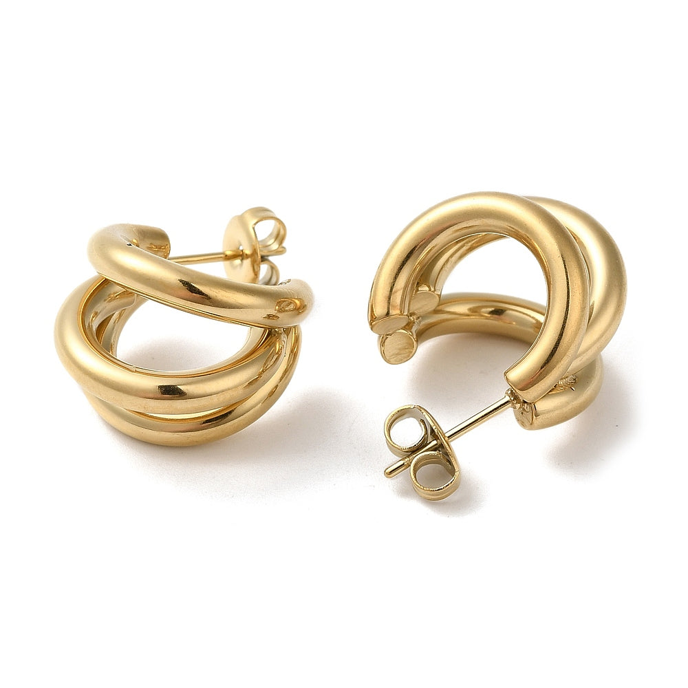 Stainless steel stud oorbellen half hoop