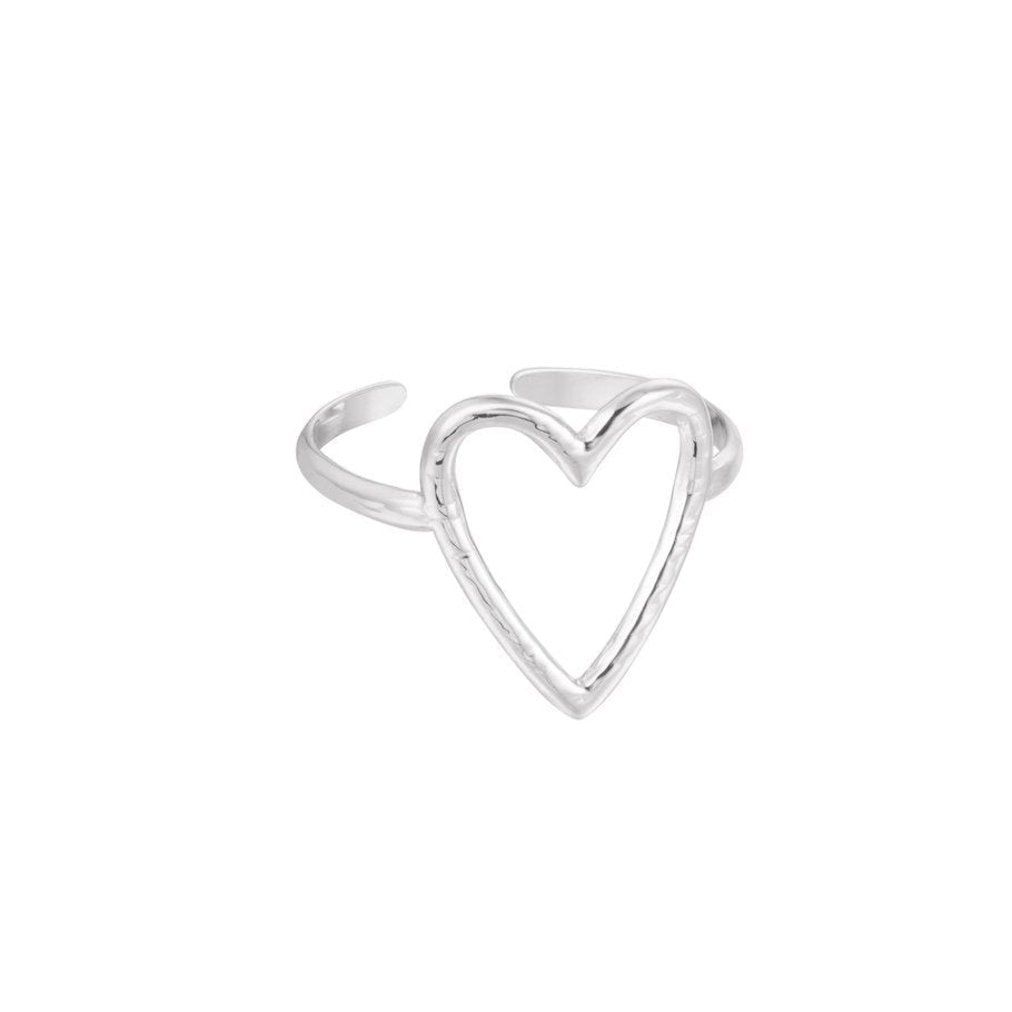 Ring big heart - goud/zilverkleurig