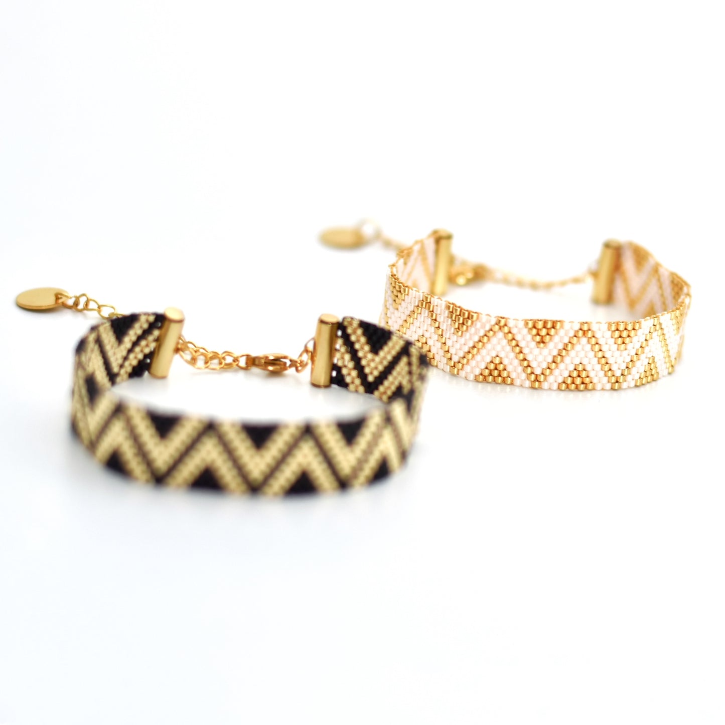 Weefarmbandje wit goud