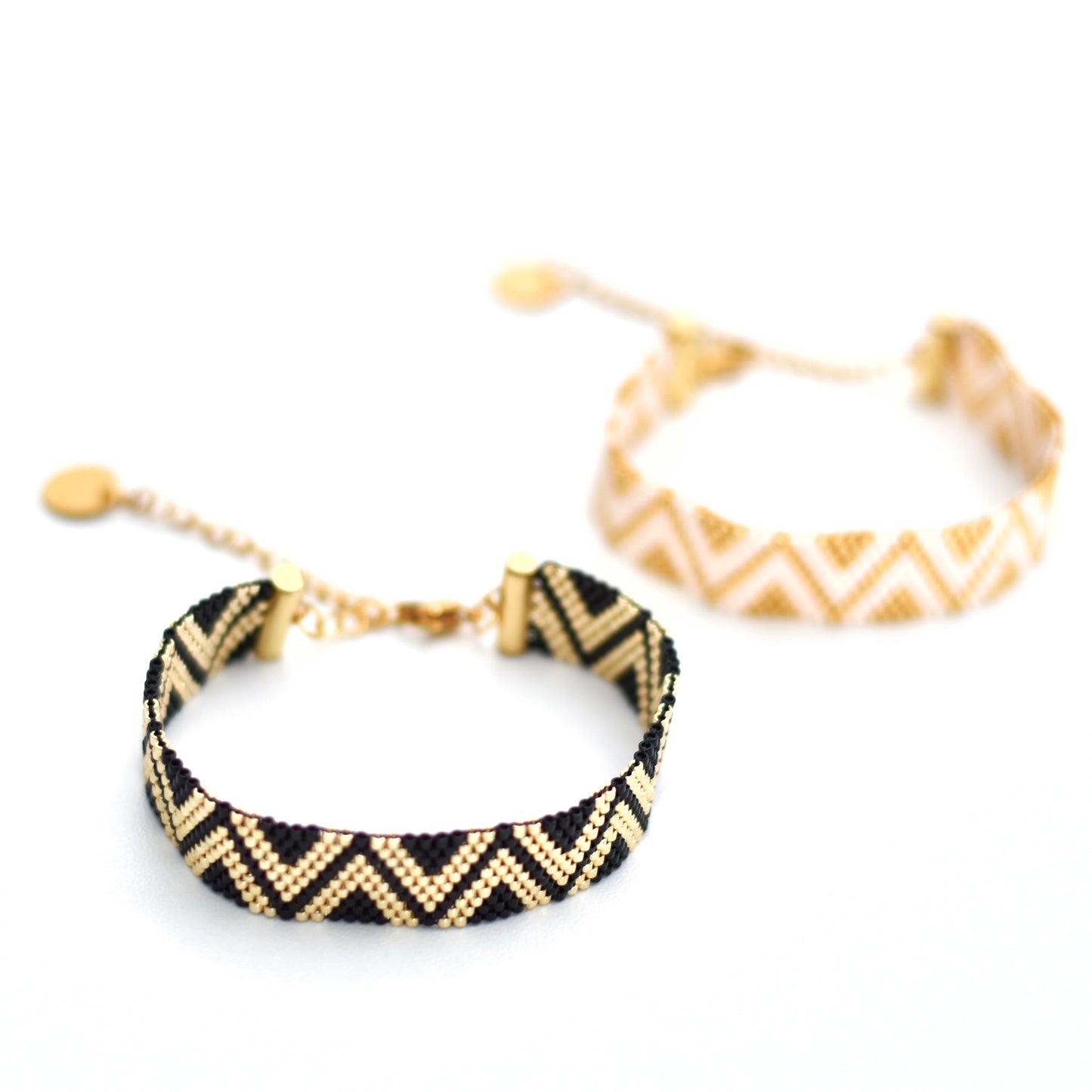 Weefarmbandje zwart goud