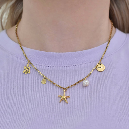 Bedelketting oceaan - goudkleurig