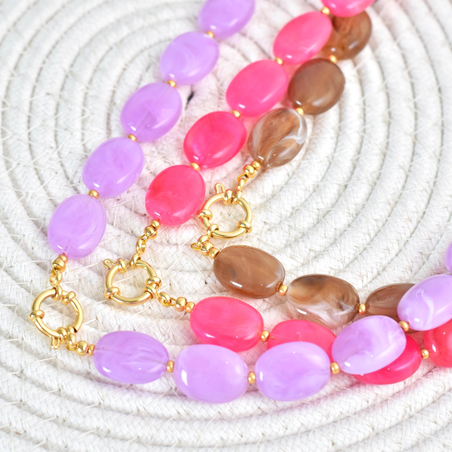 Ovale kralen ketting met boeislot