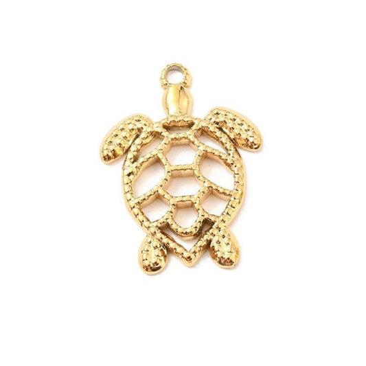 Schildpad bedel - Stainless steel 18k verguld
