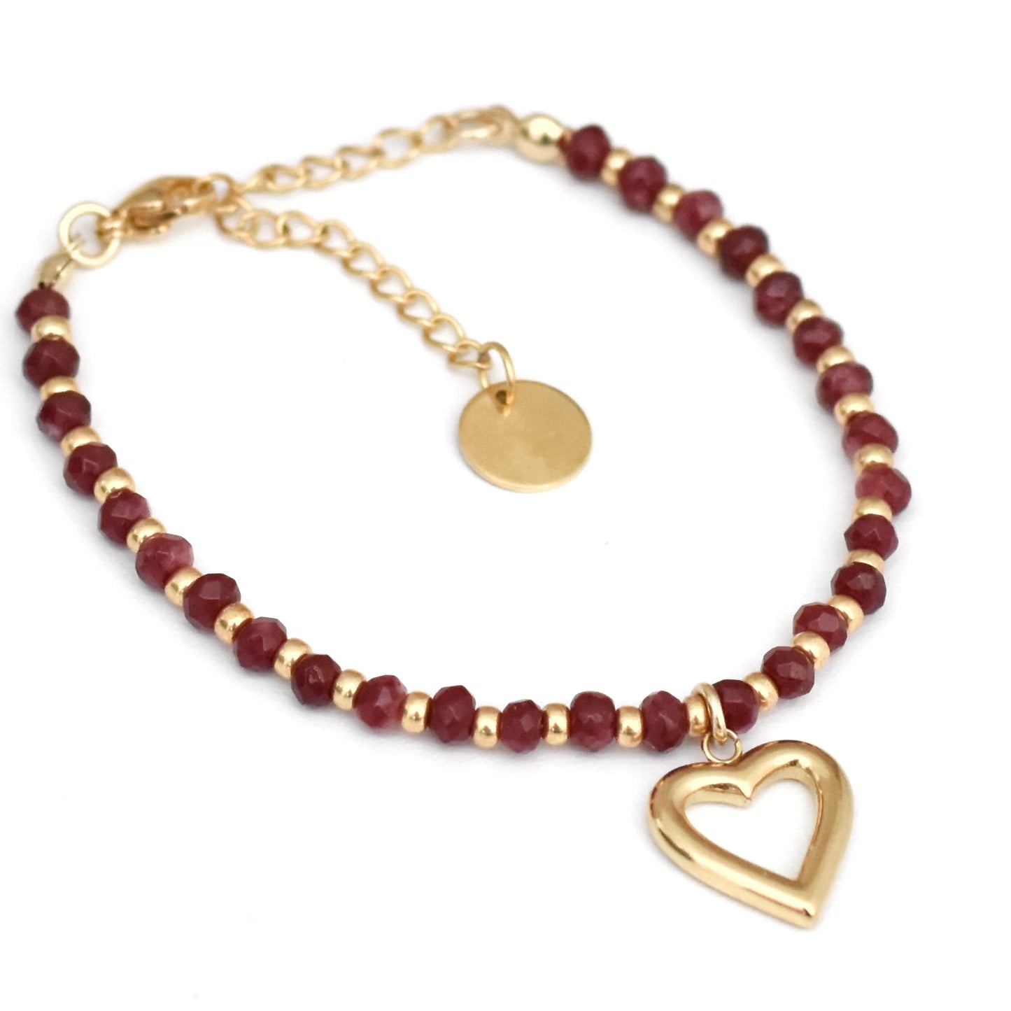 Burgundy hart armband
