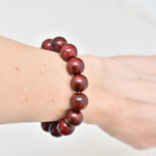 Grote kralen armband bordeaux rood