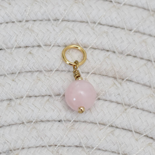 Vintage roze natuursteen bedel