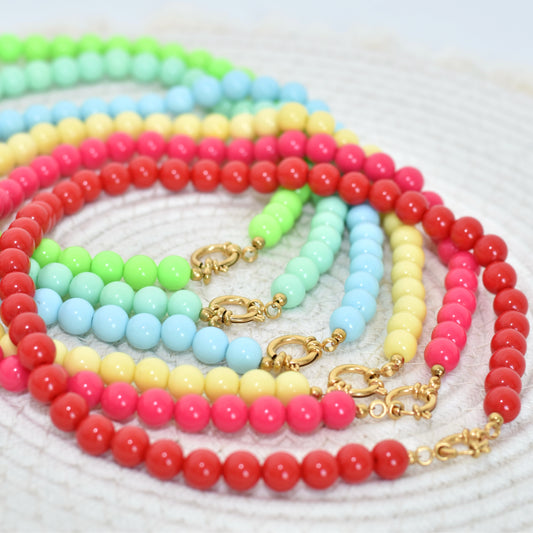 Kralen ketting met boeislot - 6 kleuren 10mm
