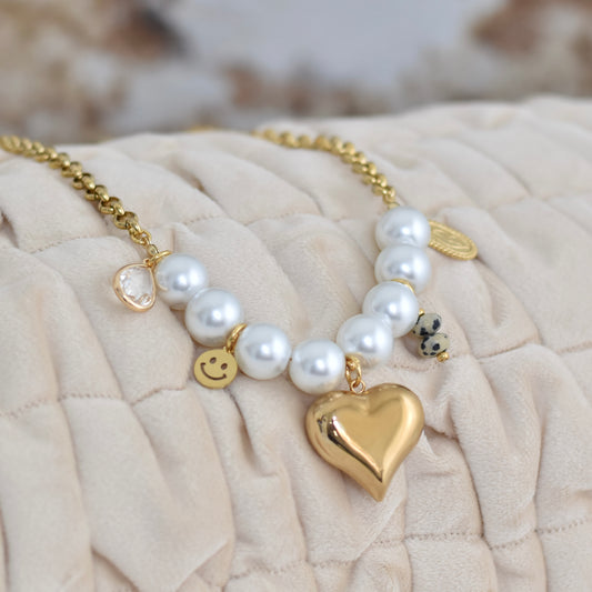 Pearl Love bedel ketting - goudkleurig