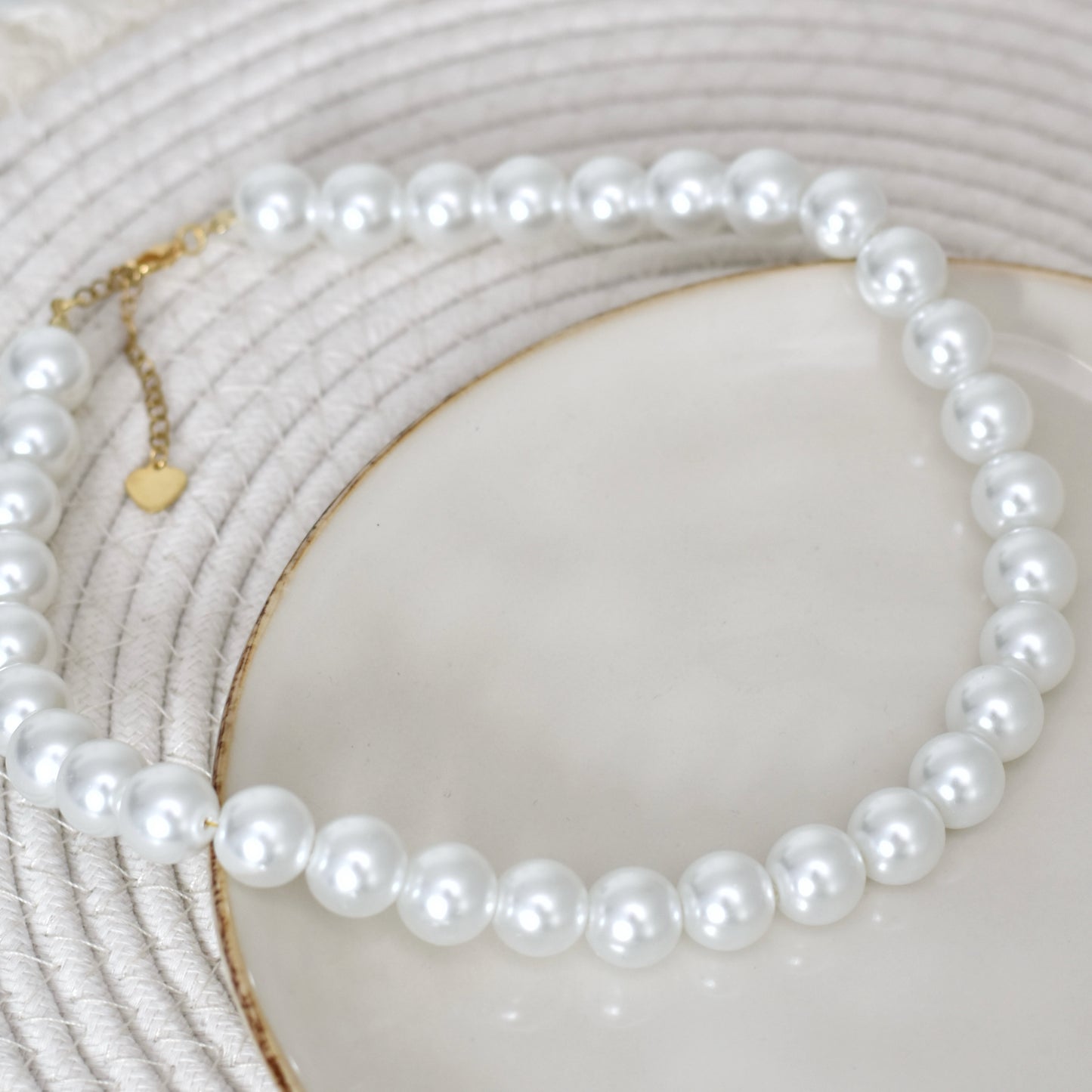 Parel ketting 14 mm - wit