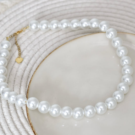 Parel ketting 14 mm - wit