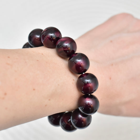 Grote kralen armband aubergine
