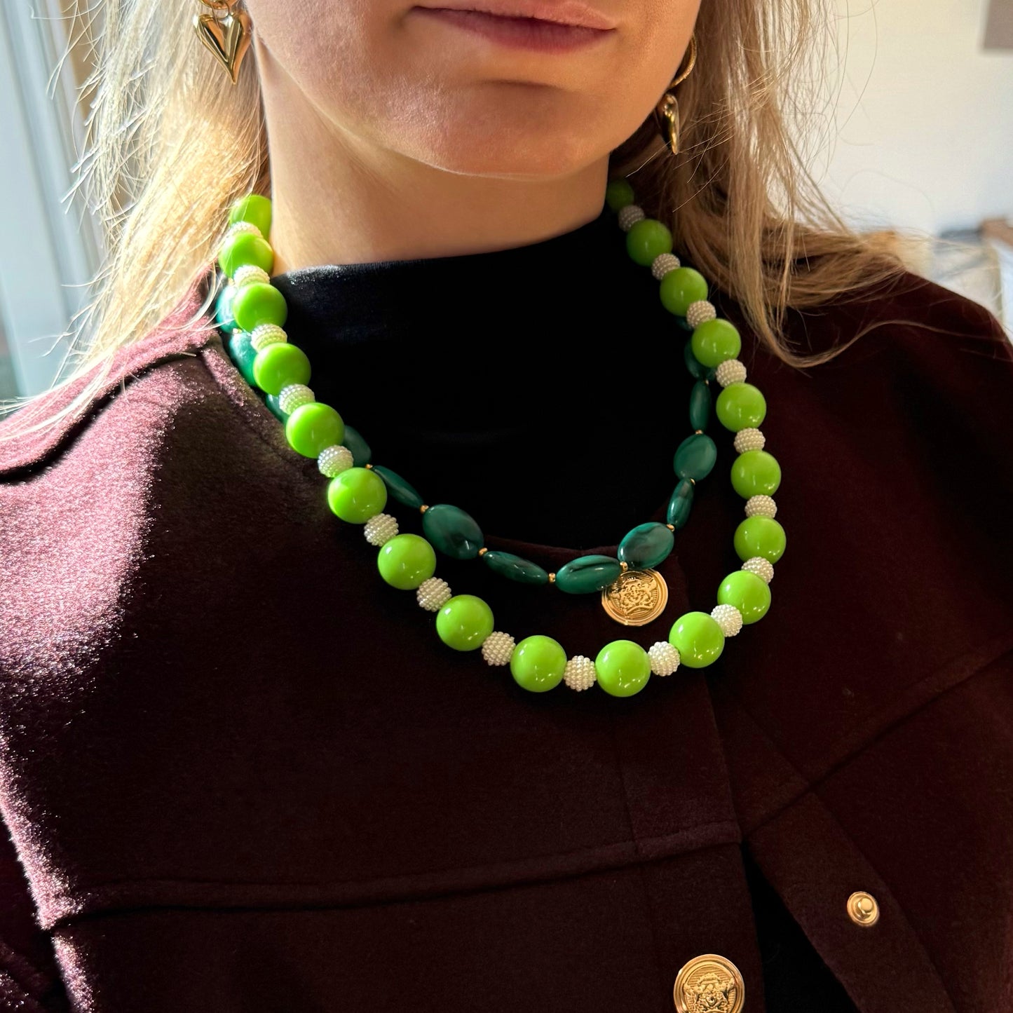 Bold en green kralen ketting