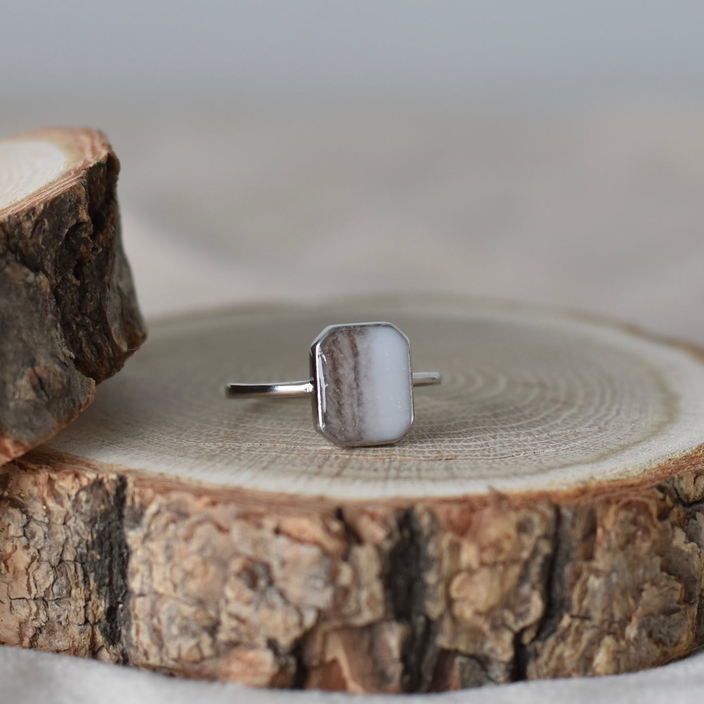 Herinneringsring Square met stof en/of moedermelk - 925 Sterling zilver