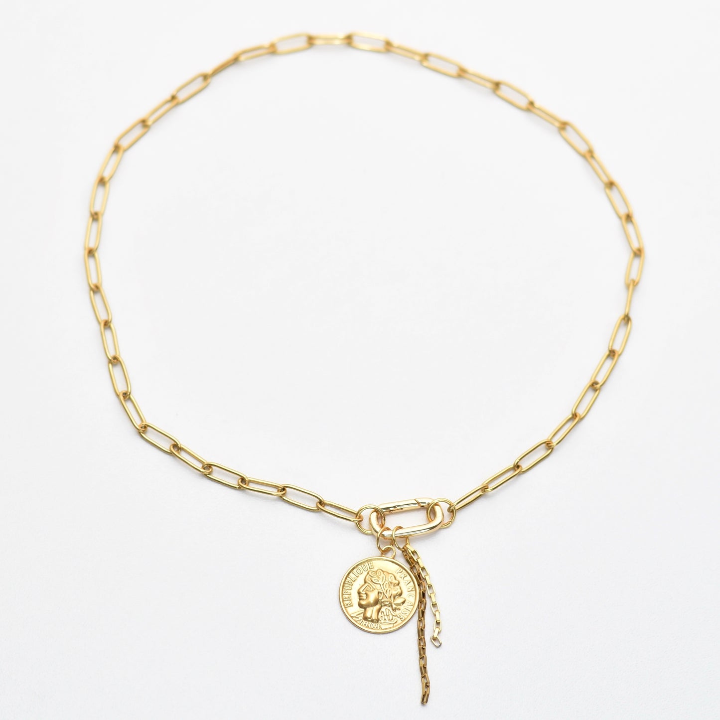 Schakel ketting met clip en bedels