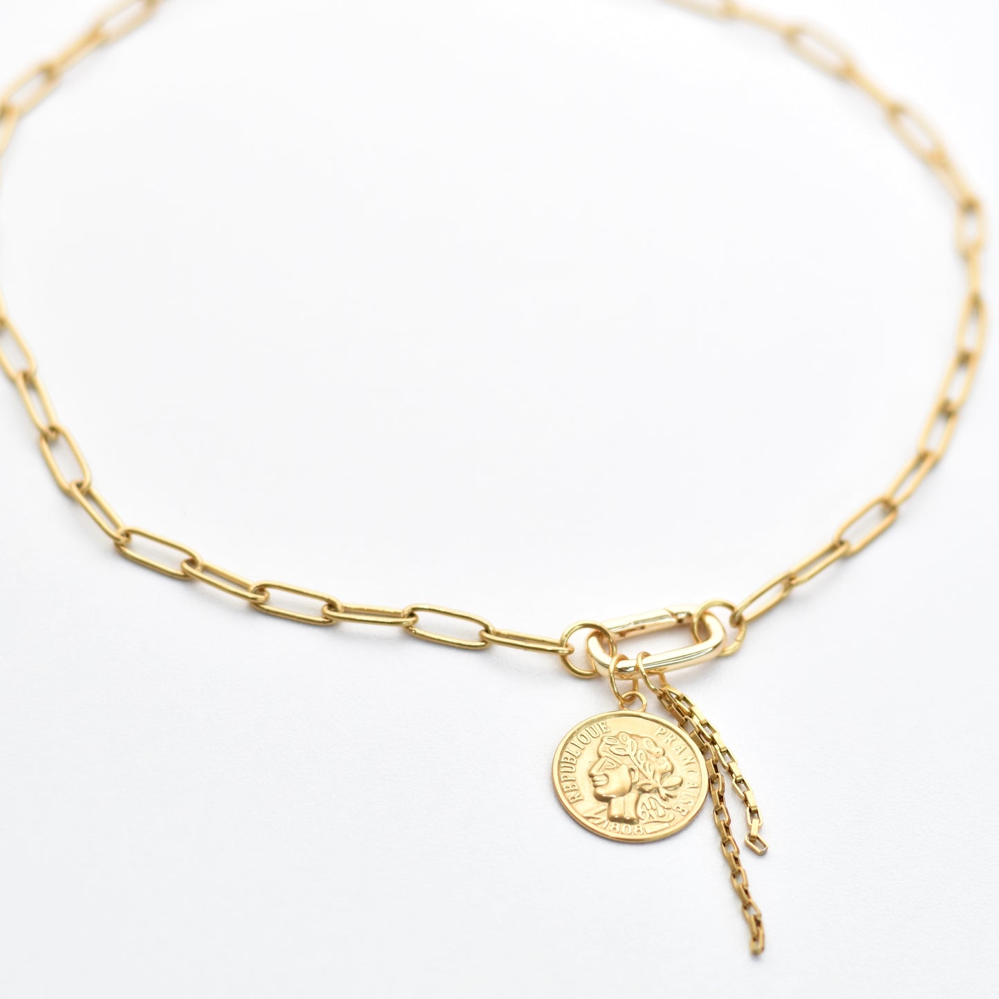 Schakel ketting met clip en bedels