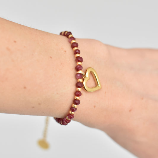 Burgundy hart armband