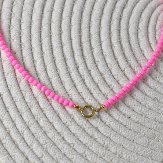 Soft hot pink kralen ketting