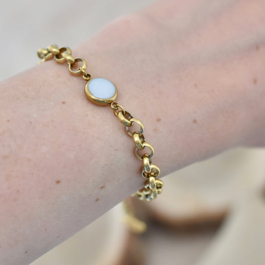 Moedermelk armband met ronde schakels - goudkleurig rvs