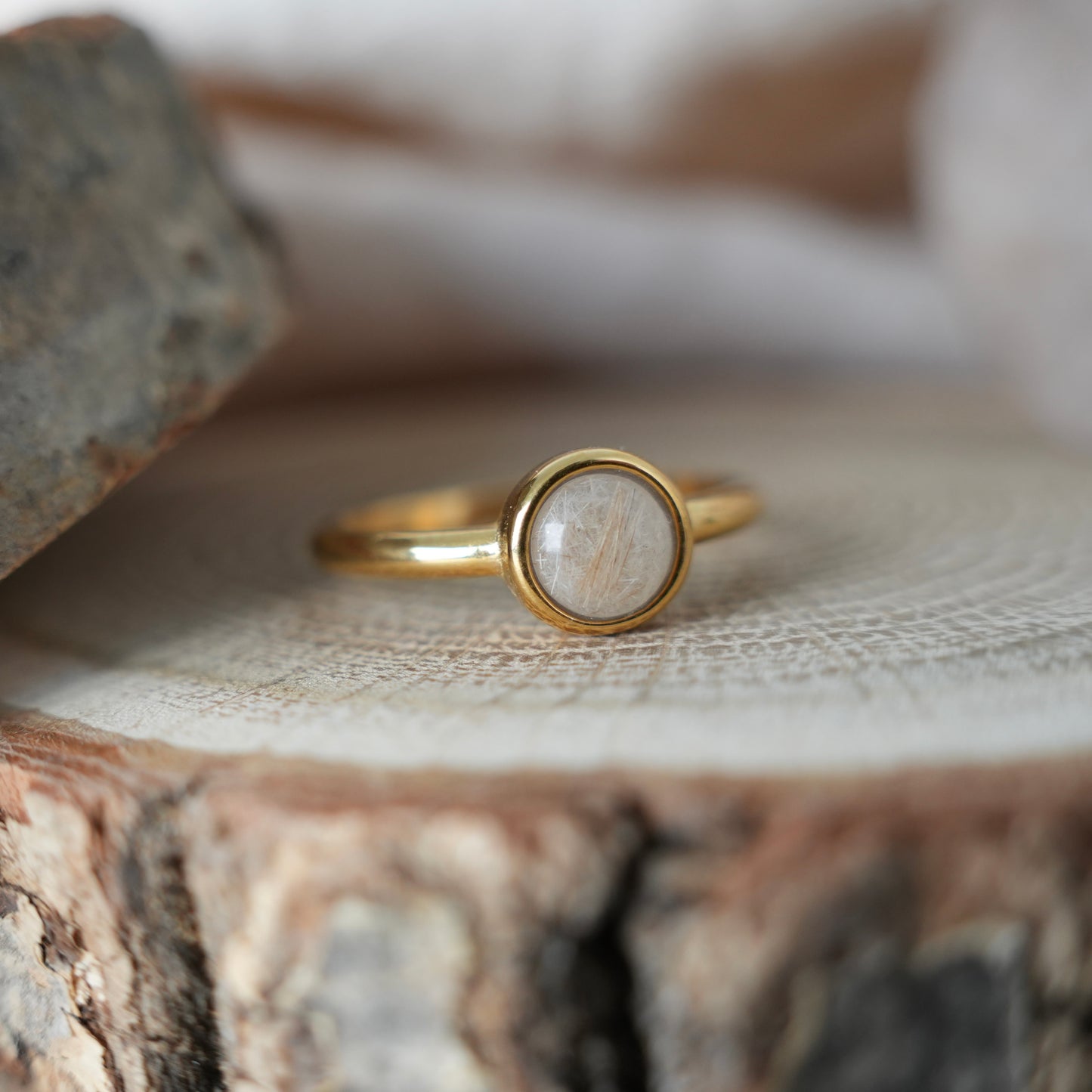 Herinneringsring met haar/vacht rond - goud of zilverkleurig rvs