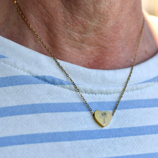 Memory Heart ketting met gravure - goudkleurig