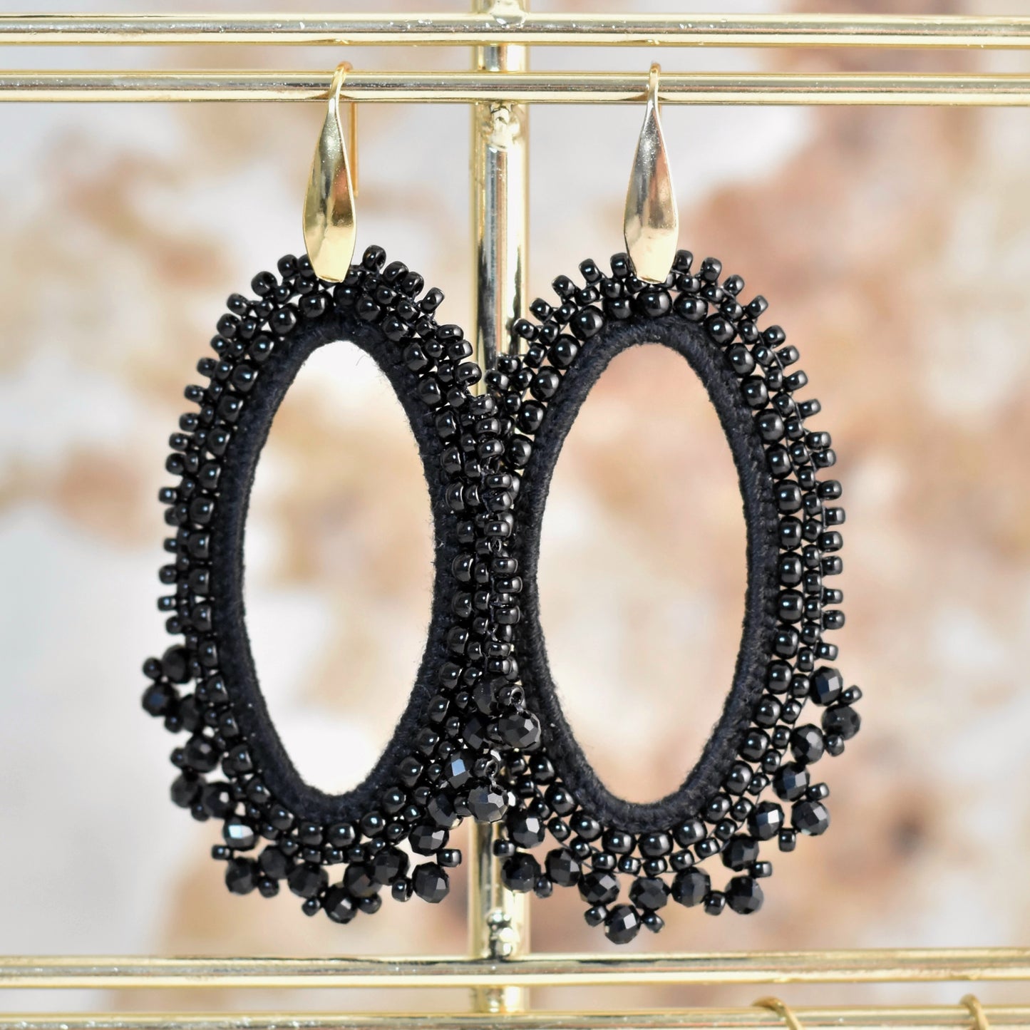 Luna Drops kralen oorbellen - Zwart