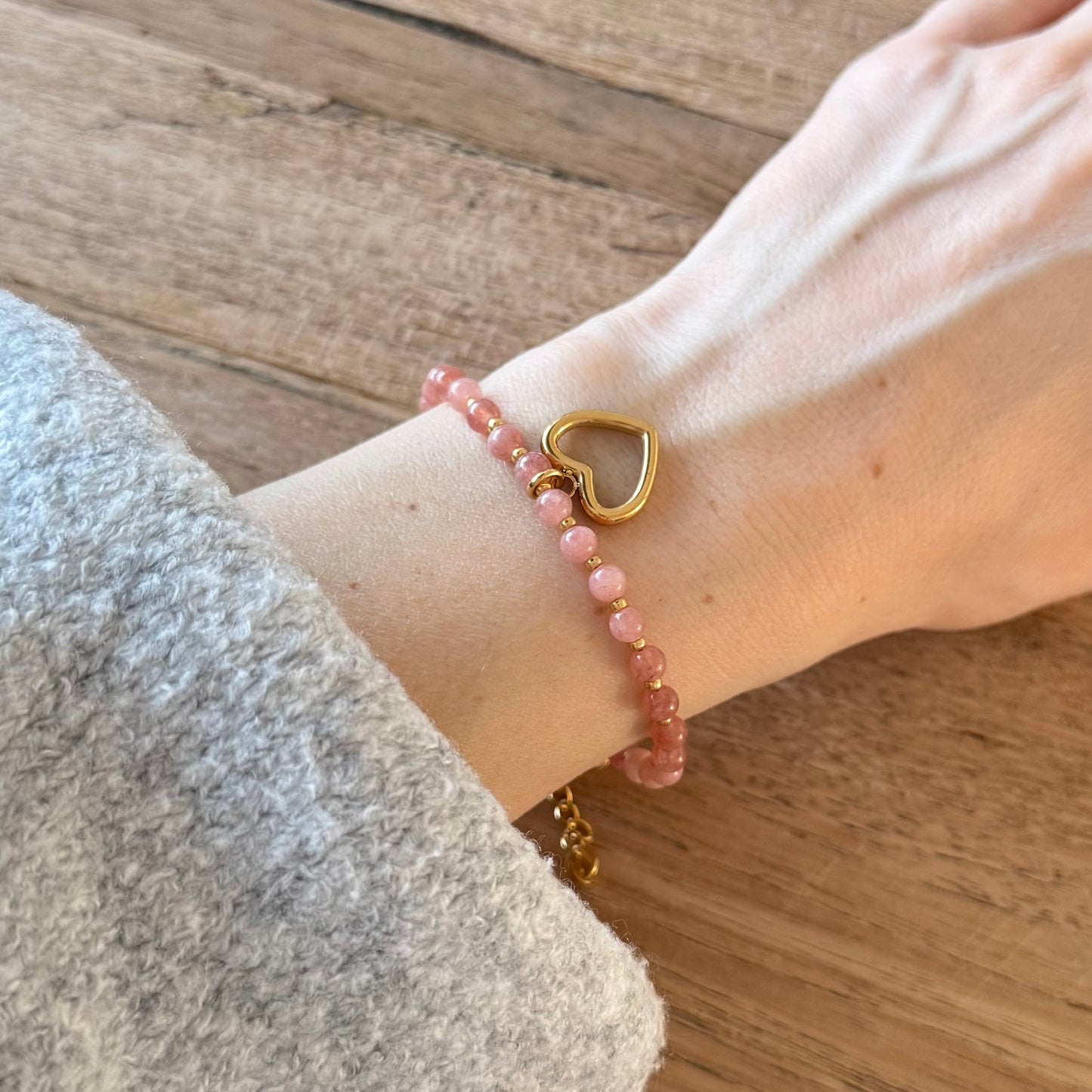 Natuursteen kwarts armband - roze