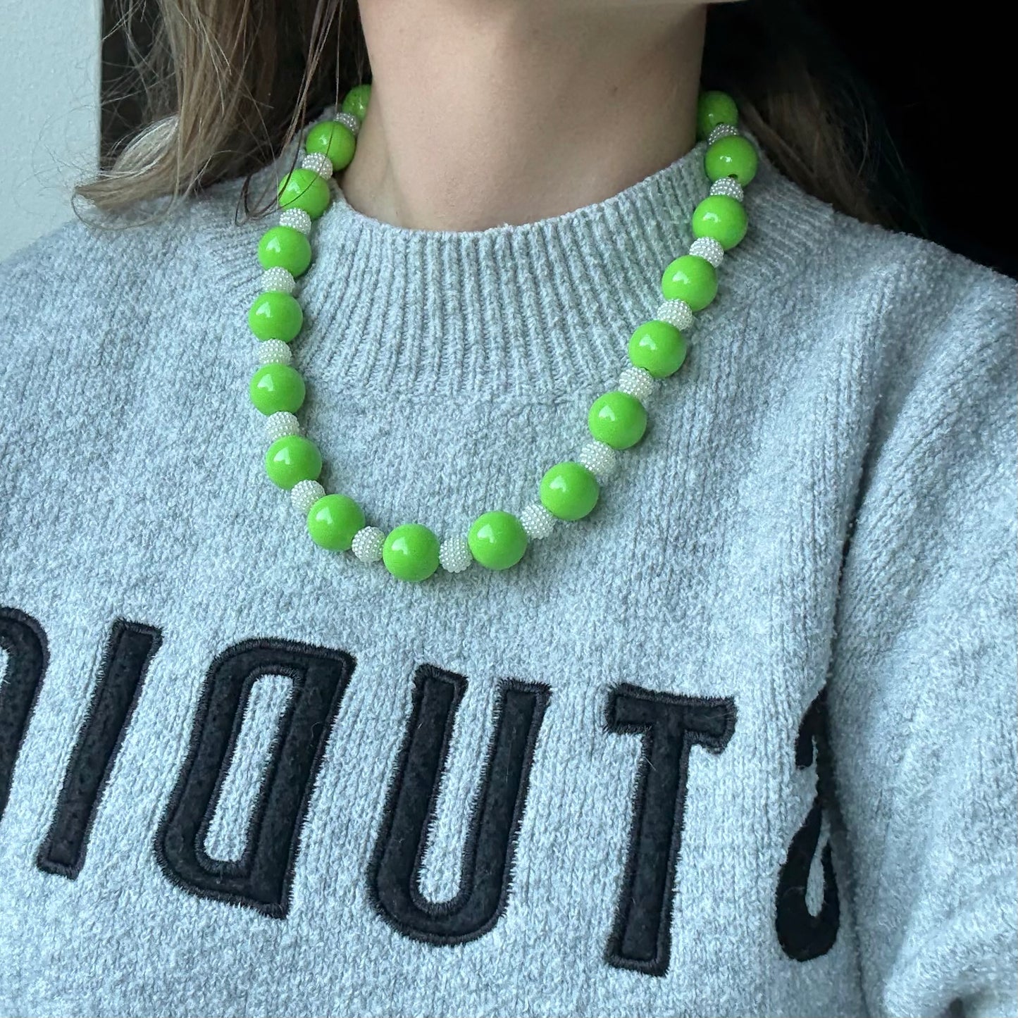 Bold en green kralen ketting
