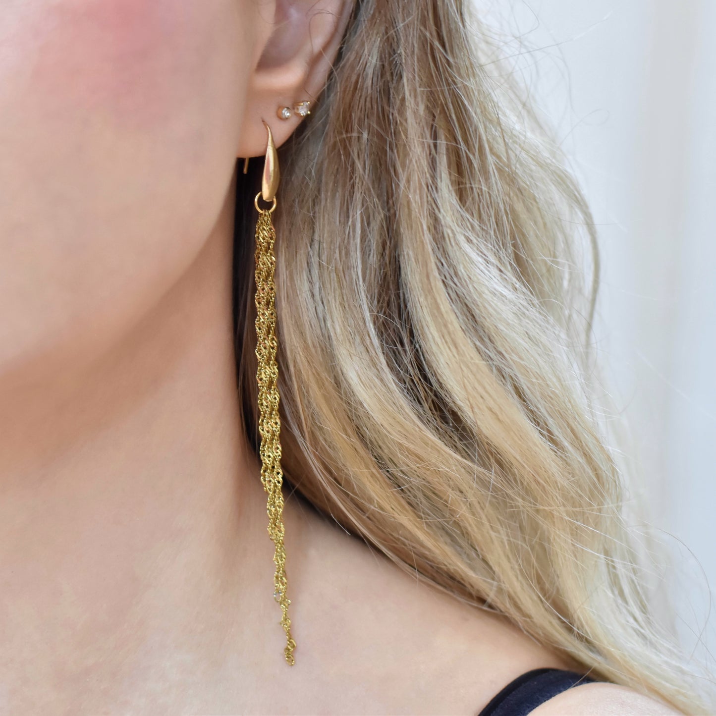 Golden Cascade Sliertjes Oorbellen