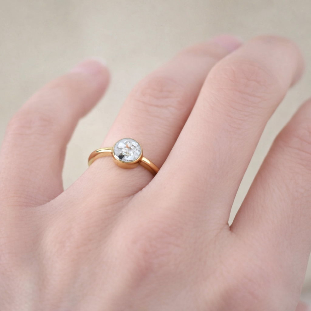 Herinneringsring met as rond - goud of zilverkleurig rvs