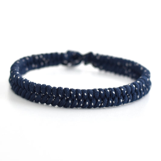 Stoere gevlochten heren armband van maritiem koord- navy blue